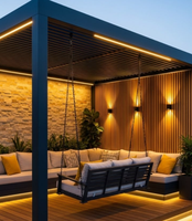 Gazebo élégant en aluminium avec toit à lames orientables électriques, commande intelligente, protection contre les intempéries et configurations extérieures personnalisées
