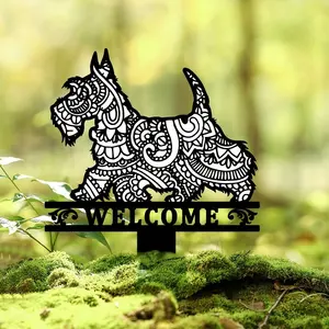 Garden Decor Scottish Pedicel Patio Art Deco Dog Garden Sign Outdoor Deco Lawn Garden Deco Animal Pile