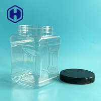 61oz de qualité alimentaire sans BPA 1805ml bocal carré en plastique PET large bouche vide saisi pour salade sucre conserves nourriture collation bonbons biscuit