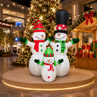 Drei Schneemann-Familien-Kombination Aufblasbare Luftfiguren mit LED-Beleuchtung für Weihnachtsdekoration im Außenbereich