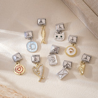 HP0288 Lot de breloques italiennes en acier inoxydable avec pendentifs modulaires en forme de poisson/chat/coeur/chaussure/soleil/lune pour bracelet DIY en gros