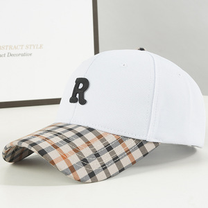 Bán buôn phụ nữ mới r kẻ sọc Mũ bóng chày phiên bản Hàn Quốc của xu hướng màu chắp vá thời trang retro mọi thứ với một chiếc mũ - Product Image 2