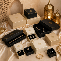 Boîte de rangement rigide pour bijoux, écologique, biodégradable, recyclable, avec logo personnalisé, motif islamique, couvercle et base, coffret cadeau pour mariage, ensemble or