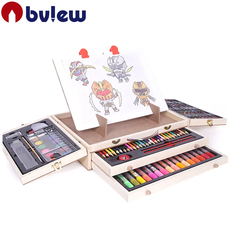 Popular 116 piezas de color Pastel lápiz papelería arte de madera conjunto para niños adultos