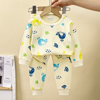Vente en gros d'usine/OEM – Ensemble de sous-vêtements côtelés en coton doux pour enfants, style automne, pyjama unisexe pour bébés garçons et filles, vêtements d'intérieur