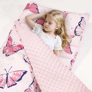 Purple Daycare Sleeping Bag with <b>Pillow</b> and Blanket <b>Toddler</b> Kid Nap Mat for Preschool - Product Image 5