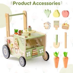 Trotteur en bois pour filles garçons 10 mois 1 an tout-petits apprentissage marcheurs poussette panier enfants - Product Image 2