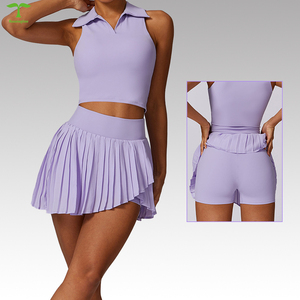 <span class=keywords><strong>Ensemble</strong></span> de <span class=keywords><strong>sport</strong></span> plissé confortable pour <span class=keywords><strong>femme</strong></span> : mini-jupe et haut à col montant – Vente en gros usine - Product Image 2