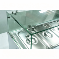 Table de préparation réfrigérée commerciale en acier inoxydable pour salades et pizzas, avec refroidissement direct, vitrine à salades de fruits et plateau en verre