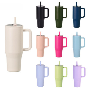 Vaso hidráulico aislado al vacío de 40oz superventas, jarra de agua de acero inoxidable de doble pared sin derrames con pajita plegable - Product Image 1