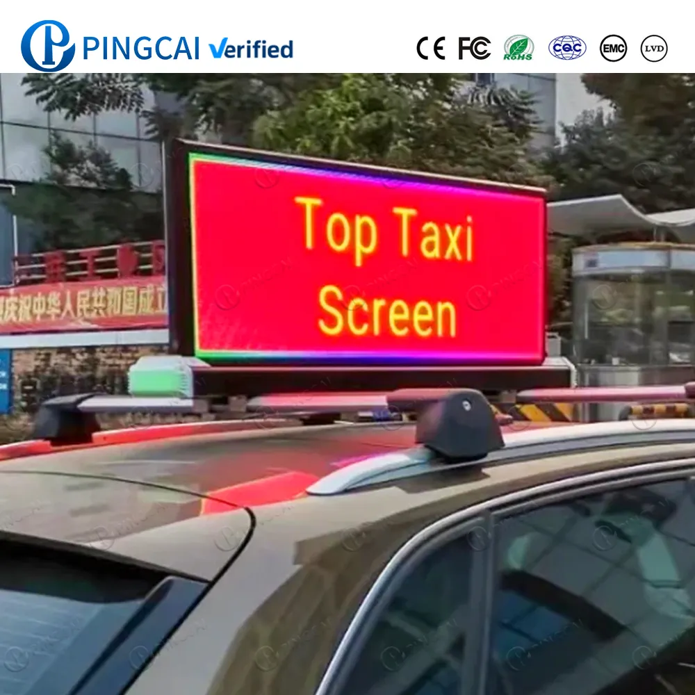 Pingcai P4 - Tela digital LED para teto de carro, táxi e táxi, à prova d'água, alto brilho, publicidade, controle 3G 4G, exterior