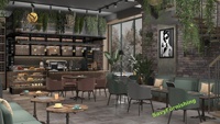 Idées de café uniques Café moderne Boulangerie Concepts Cosy Restaurant Bar Comptoir et Table à manger Chaise Ensemble de meubles