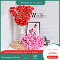 Bunga kering plastik untuk pernikahan, dekorasi ruang tamu dalam ruangan, bunga kering plastik, pohon bunga sakura buatan, batang tunggal