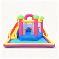 Château gonflable multifonctionnel pour usage domestique avec toboggan et piscine