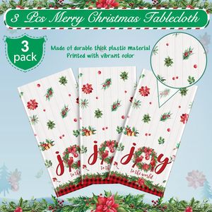 <span class=keywords><strong>Manteles</strong></span> de plástico de Navidad Rectángulo desechable Joy to The World Mantel para decoraciones y suministros de fiesta de invierno de Navidad - Product Image 4