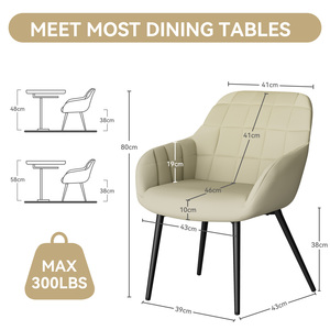 Sillas de Comedor Modernas Marrones con Respaldo Tapizado Acolchado, Resistentes al Agua, Diseño de Mediados de Siglo, Tapicería de Lino - Product Image 6