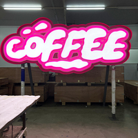 Cafetería grande para exteriores, de suelo a techo, publicidad creativa, logotipo de letra luminosa, logotipo publicitario, personalización