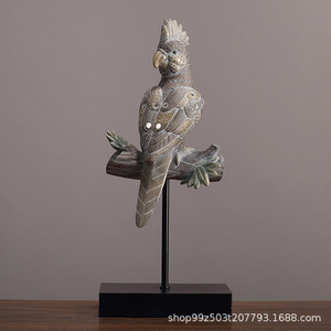 Adornos de Resina de Loros Estilo Americano, 2 Piezas, Decoración Tradicional para Sala de Estar, Diseño de Follaje - Product Image 5