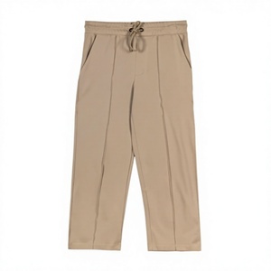 Pantalon Capri Plissé Beige Homme Grande Taille Qualité Premium 2026 – Taille Mi-Haute avec Cordon de Serrage, Coupe Ample Décontractée, Tissé, Idéal Automne - Product Image 1