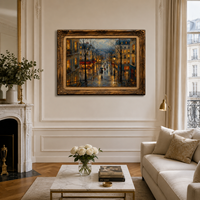 Peinture à l'huile de paysage urbain de Paris de style vintage de luxe, grande taille, peinture à l'huile de paysage personnalisée pour salon