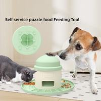 Nouveau distributeur d'aliments pour animaux de compagnie en silicone 2-en-1 avec puzzle chat jouet ventouse antidérapant accessoires d'alimentation lente écologique anti-fuite
