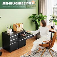 Meuble de classement mobile en métal à 3 tiroirs Letaya avec serrure à clé pour bureau et maison, organiseur de documents (lettres/format Légal/A4) (entièrement)