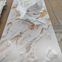 Panneau mural en PVC 3D floral doré brillant, imperméable, moderne, pour la décoration d'hôtels, d'hôpitaux, de chambres à coucher et de salles de bain HM EU--001