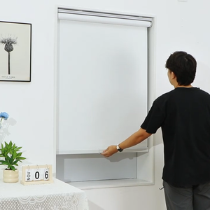Persianas enrollables opacas de resorte <span class=keywords><strong>con</strong></span> cuerda y riel, de poliéster, para ventanas francesas, ecológicas - Product Image 1