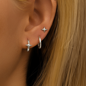 ROXI 3 Pieces Set 925 <b>Sterling</b> <b>Silver</b> Star Classic Ear <b>Stud</b> and Hoop Huggie Earring Set for Women Men - Product Image 6