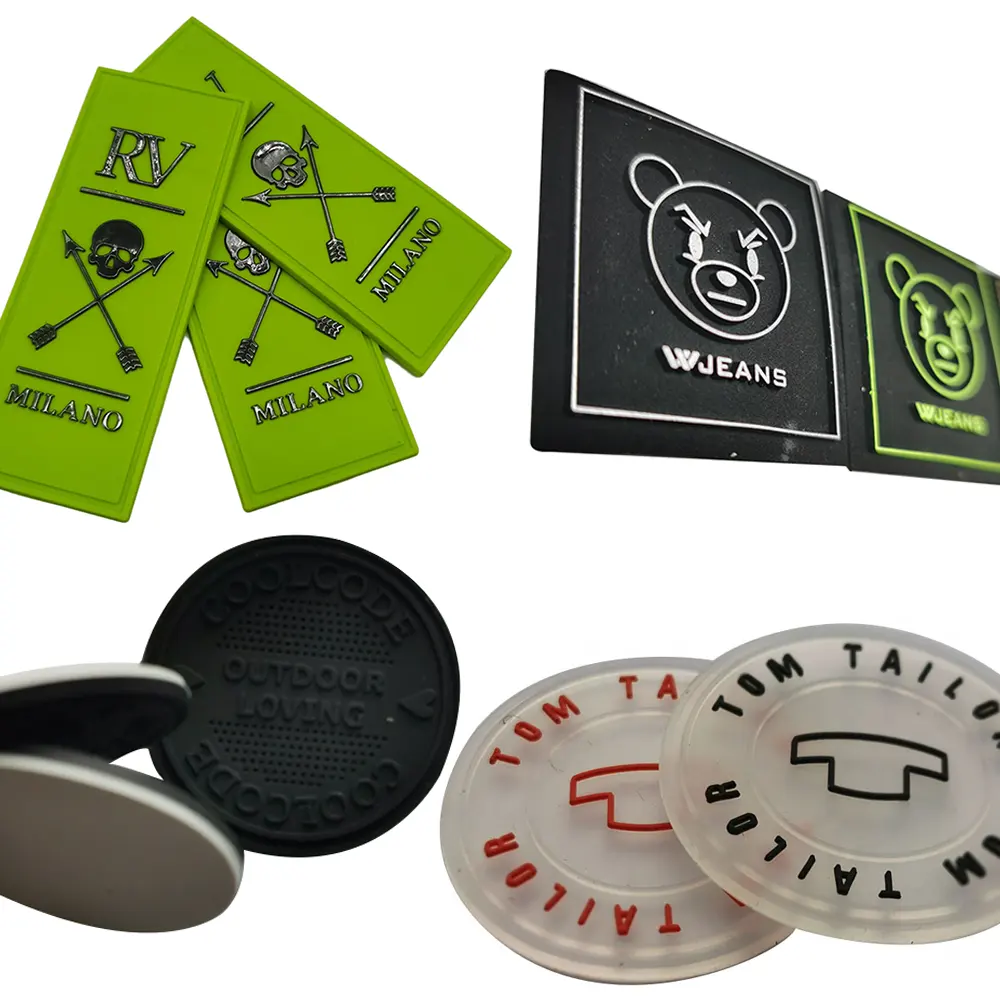 Etiquetas de borracha de silicone personalizada, fábrica da china impresso borracha pvc etiquetas para etiquetas de roupas