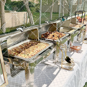 Plats <span class=keywords><strong>de</strong></span> service <span class=keywords><strong>de</strong></span> luxe en acier inoxydable doré <span class=keywords><strong>de</strong></span> 9 L pour buffet <span class=keywords><strong>de</strong></span> mariage, chauffe-plats pour la restauration - Product Image 2
