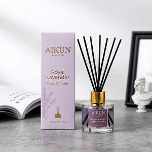 Aikun 100ml Clear Round Glass Adhesive Sticker Low Moq 3 Day Sample 7 Day Ship Any Long Scent <b>Reed</b> <b>Diffuser</b> Gift Set <b>for</b> Study - Product Image 1