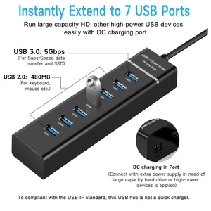 <span class=keywords><strong>7</strong></span> cổng USB 3.0 Adapter Xách Tay USB Multiport USB 3.0 Cổng <span class=keywords><strong>Hub</strong></span> 5Gbps truyền dữ liệu cho Máy Tính Xách Tay PC máy tính - Product Image 2
