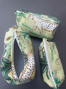 Cotton Quilted Women's <b>Tote</b> <b>Bags</b> Set <b>Leopard</b> <b>Print</b> Zipper Closure Bohemian Style All Seasons Travel Accessory - Product Image 2