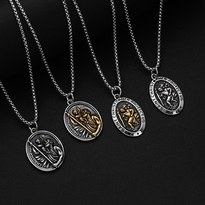 Collana con Ciondolo in Acciaio Inossidabile, Stile Vintage Mitologia Greca Antica, Ritratto Personalizzato, Catena a Maglia Box - Product Image 2