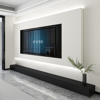 Mueble de TV Suspendido, Moderno y de Lujo, Mueble de Salón con Unidad de Pared, Vidrio Templado, Apto para Televisores de 65 Pulgadas, Diseño Ajustable para Hoteles y Apartamentos