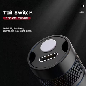 Mini lampe torche portable en alliage d'aluminium, 80-100 lumens, zoomable, étanche IP54, rechargeable par USB, à intensité variable - Product Image 3