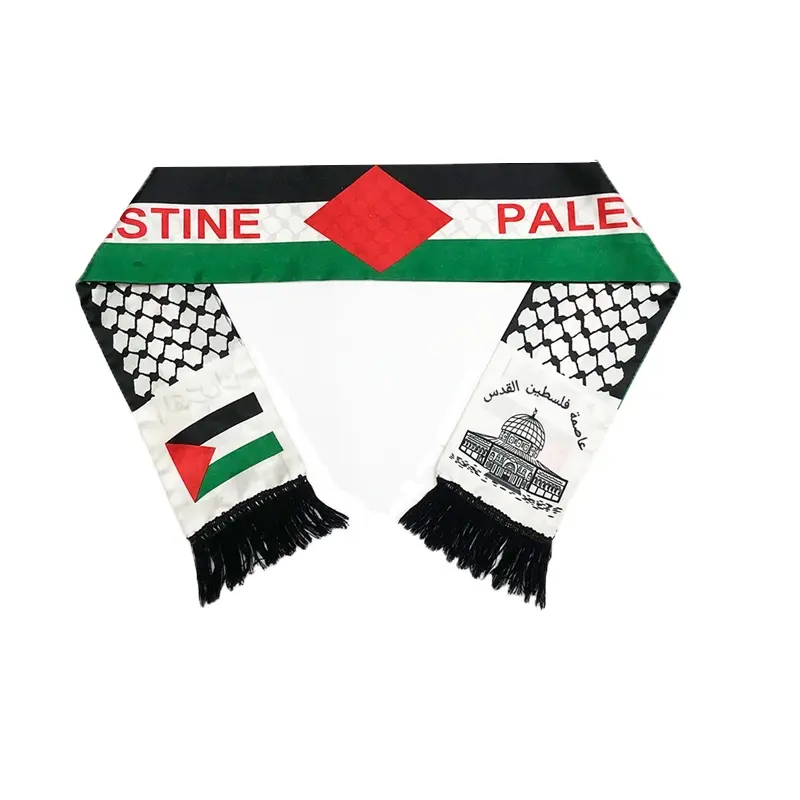 Zeer Populaire Promotie Custom Logo Palestina Vlag Sjaal Voor Breien Voetbal Fans Sjaal