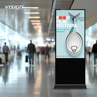 VISIGN 32 43 55 65 inci dalam ruangan Vertikal Digital Totem layar sentuh kios dengan Cloud Perangkat Lunak CMS untuk toko ritel Wayfinding