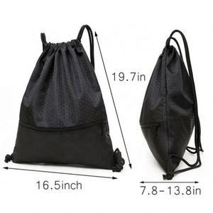 OEM Drawstring <b>Backpack</b> 420D Polyester Waterproof Zipper Pocket Unisex Casual Sports Knapsack Custom Logo Design - Product Image 6