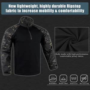 KRYDEX Security Camo Black Mens G4 Tactical Polo T Shirt à manches longues T-Shirt Ranger Green Cotton G4 Combat Shirt - Product Image 3