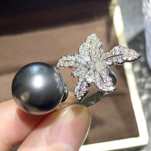 Anello Aperto a Stella Marina Floreale da Donna, Effetto Perla, Regolabile, Gioiello alla Moda da Dito - Product Image 3