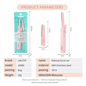 Lmltop Bán Buôn 2Pcs Có Thể Thu Vào Mắt Brow Dao Cạo Với Thay Thế Lưỡi A0880 Trên Khuôn Mặt Tóc Loại Bỏ Lông Mày Tông Đơ Dao Cạo Râu - Product Image 5
