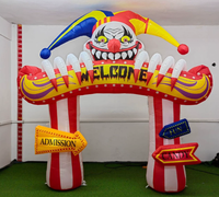Arche gonflable de clown maléfique pour Halloween avec yeux lumineux à LED, décoration effrayante et sanglante pour fête de maison hantée