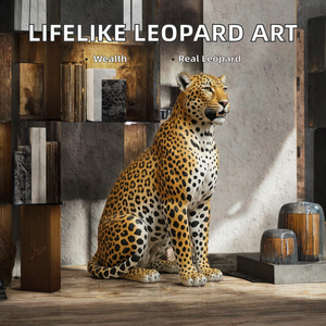 Lifelike Leopard <b>Resin</b> <b>Sculpture</b> Handmade Wildlife Figurine for Party Decoration Holiday Display - Product Image 2