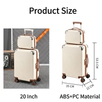 Valise de cabine haut de gamme 20 pouces en ABS+PC, petite valise de voyage, valise à roulettes personnalisée, design jeune et tendance