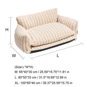 Trendiges, umweltfreundliches & atmungsaktives doppellagiges Hunde- & Katzensofabett, luxuriöse Katzenprodukte mit individuellem LOGO, gestreiftes Couchbett aus Lammwolle - Product Image 2