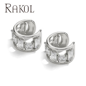 RAKOL EP2748-pendientes <span class=keywords><strong>sin</strong></span> <span class=keywords><strong>agujero</strong></span> para oreja para mujer, 3mm, 6mm, 18K, chapado en oro, 316L, acero inoxidable - Product Image 3