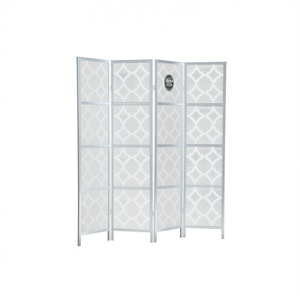 DB 4 <b>Panel</b> Room Divider Silver Diamond Design <b>Screen</b> Foldable Translucent Home Decor - Product Image 1