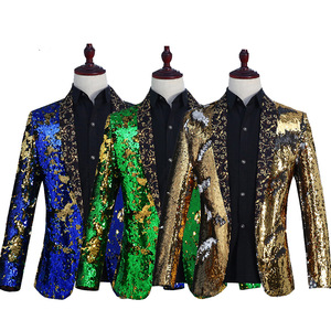 <span class=keywords><strong>Ropa</strong></span> de Actuación para Hombre, Top de Moda Masculina, Traje con Cuello de Fruta Verde con Lentejuelas, Traje para Actuaciones en Escenario, Discoteca, Bar, DJ, Cantante - Product Image 4